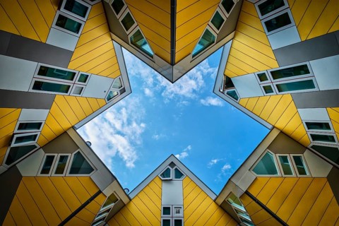 ROTTERDAM, NETHERLANDS, MAY 11, 2017: Cube houses, innovative cube-shaped houses designed by