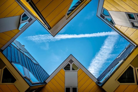 ROTTERDAM, NETHERLANDS, MAY 11, 2017: Cube houses innovative cube-shaped houses by architect Piet