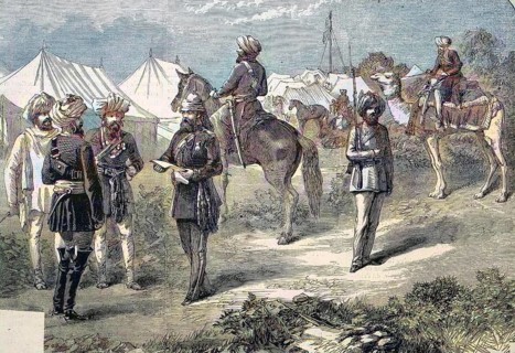 English troops in Abyssinia with local employees as auxiliaries, 1869, Ethiopia, Historic,