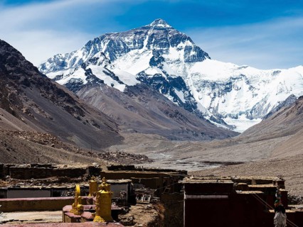 Mt Everest, view from Rongbuk monastery to summit, Tibet, China, Asia