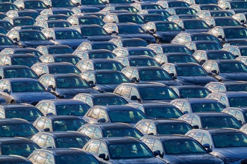 Large number of cars on assembly point, Brand Audi, Germany, Europe