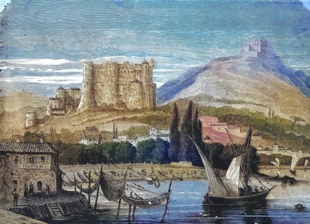 The Fort of La Spezia in Liguria in 1869, Italy, Historic, digitally restored reproduction of a