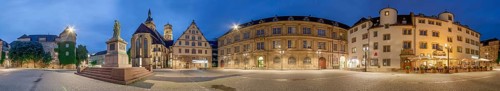 Schillerplatz illuminated Stuttgart Panorama Germany