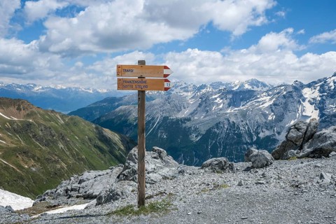Stelvio Pass, Vinchgau Valley, South Tyrol, Italy, mountain landscape at Ortler, Stelvio Pass road,