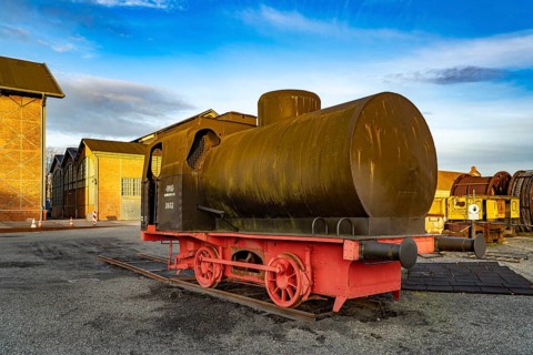 Locomotive of the disused coal mine and museum Zeche Zollern in Dortmund, part of the Route of