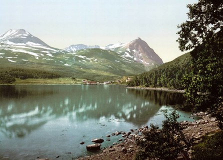 Lyngseidet, Lyngenfjord, fjord in Fylke Troms, Norway, View from 1885, Historical, digitally