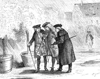 The King's favourites, General von Grumbkow (left), Gundling and Austrian envoy Count Seckendorf