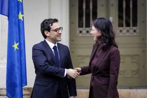 Annalena Bärbock (Alliance 90/The Greens), Federal Foreign Minister, photographed during a welcome
