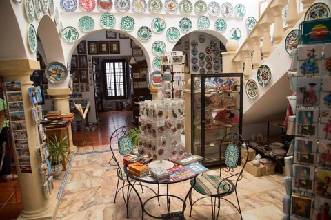 Interior of craft gift shop, village of Arcos de la Frontera, Cadiz province, Spain, Europe