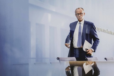 Friedrich Merz, CDU party chairman, recorded after the federal press conference on the consequences