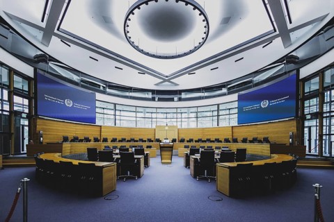 Courtroom at the International Tribunal for the Law of the Sea, photographed in Hamburg, 26 July