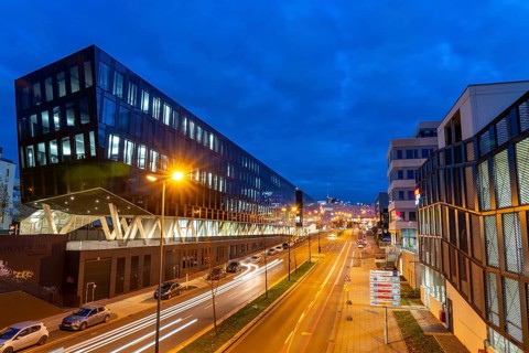 Essen, city centre, Segerothstraße, Limbecker Platz shopping centre, Funke Mediengruppe publishing