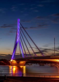 The Rhine bridge in Wesel, Lower Rhine bridge, road bridge of the federal road B58, evening