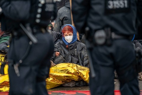 Beginning of the eviction of the Lützerath hamlet, camp of climate activists and squatters, at the