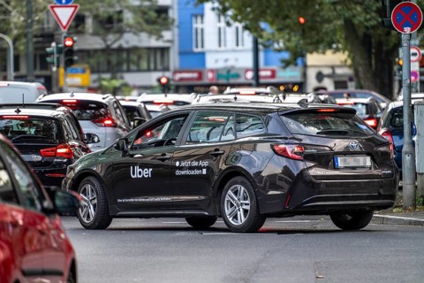 Rental car, taxi, provided to passengers via an app by the online hire service Uber, in Düsseldorf,