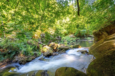 The Irrel Waterfalls, rapids in the lower course of the Prüm between Prümzurlay and Irrel, in the