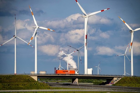 RWE Windpark Jüchen A44n, Garzweiler wind farm, at the Garzweiler opencast lignite mine, on the A44