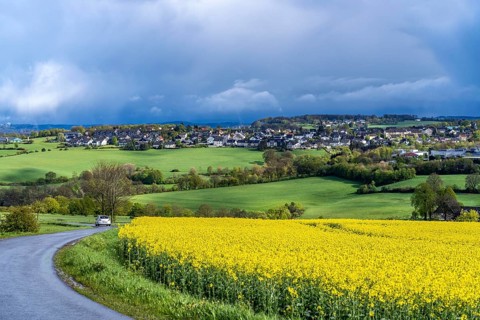 View over Breckerfeld, in the south-east of the Ruhr area, part of the Ennepe-Ruhr district, rape