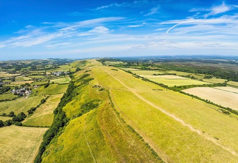 Ballard Cliff over Studland from a drone, Jurassic Coast, Dorset Coast, Poole, England, United