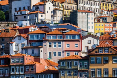 View of Portuguese traditional colorful houses in Porto city, Portugal, Europe