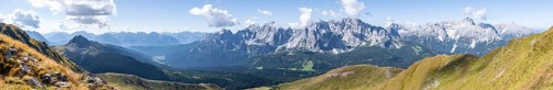 Alpine panorama, Carnic High Trail, view from the Carnic main ridge to the Sesto Dolomites, Carnic