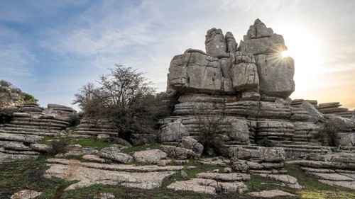 Bizarre limestone rock formations, El Torcal nature reserve, Torcal de Antequera, Malaga province,