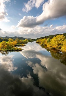 The Ruhr near Bochum-Stiepel, right and Hattingen-Blankenstein, North Rhine-Westphalia, Germany,