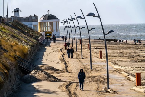 Beach promenade, bandstand, Borkum, island, East Frisia, winter, season, autumn, Lower Saxony,