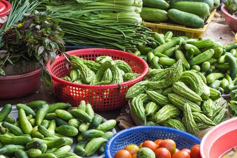 Various vegetables on the market in Vietnam