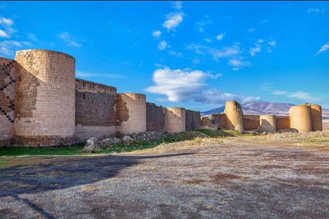 City walls encircling the Ani Archaeological site, Kars, Turkey, Asia