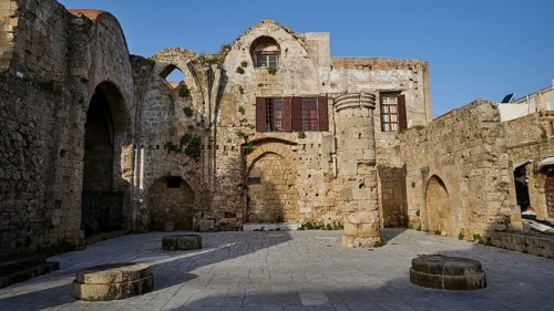 Church of the Holy Virgin of Burgh, Old historical ruins with stone arches and remains of
