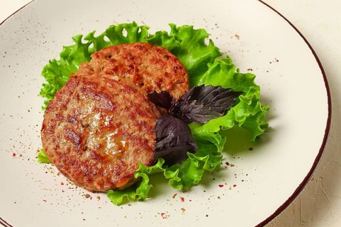 Fried beef patties, top view, no people