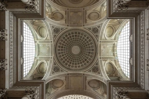 Interior view of the dome, Panthéon National Hall of Fame, Montagne Sainte-Geneviève, Hill of St