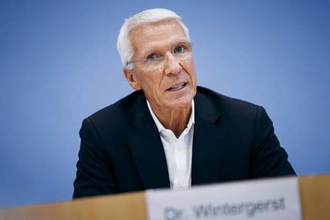 Ralf Wintergerst, Bitkom President, recorded during a press conference on the economic protection