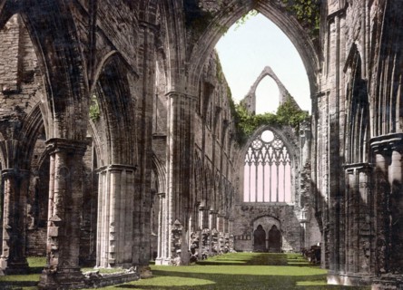 Tintern Abbey, Abaty Tyndyrn, a ruined abbey in the Welsh Wye Valley near the village of Tintern,