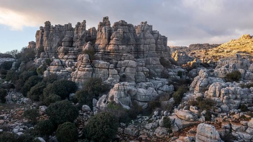 Bizarre limestone rock formations, El Torcal nature reserve, Torcal de Antequera, Malaga province,