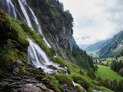Cascades from the Jungibach Falls, Gental, Canton Bern, Switzerland, Europe