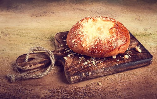 Bun with cottage cheese, pastries, cheesecake, no people