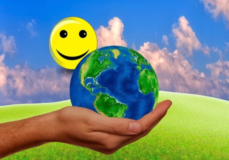Symbolic image, smiley face for Europe, world, Germany, Bundestag, new government 2025, sign with a