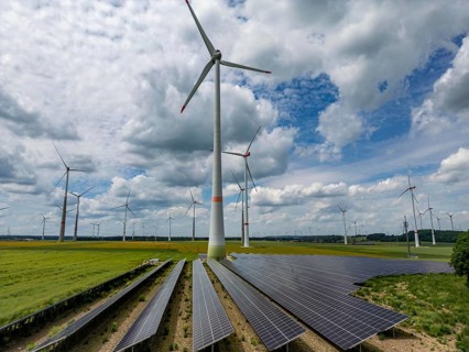 Wind farm near Marsberg, photovoltaic system, utilisation of land for renewable energies,