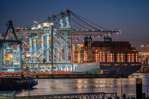 The seaport of Rotterdam, Netherlands, deep-sea harbour Maasvlakte 2, on a man-made land area off