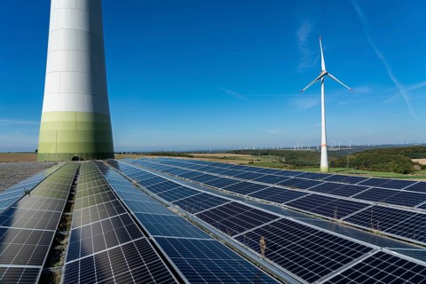 Wind farm near Bad Wünneberg, solar plant, Ostwestfalen Lippe, North Rhine-Westphalia, Germany,