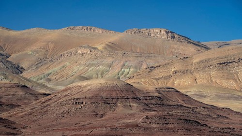 Colourful mountains, layered landscape, Gorges du Dades, Dades Gorge, Taboulmante, Morocco, Africa