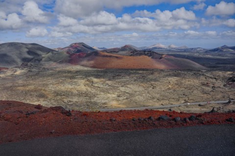 Volcanic landscape of the Fire Mountains, Montañas del Fuego, Timanfaya National Park, Lanzarote,