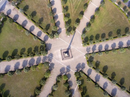 Aerial view of the circus in Putbus on the island of Rügen. The Circus Putbus is considered to be