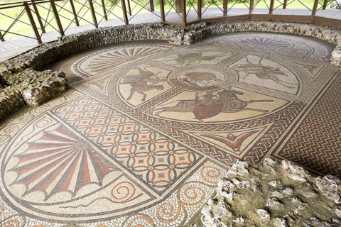 Roman mosaic at Littlecote House Hotel, Hungerford, Berkshire, England, UK