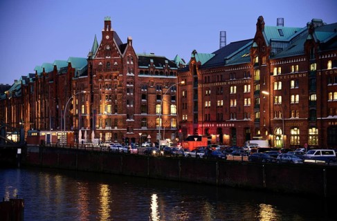 Europe, Germany, Hamburg, historic warehouse district, view from the customs canal to the former