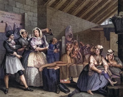 The Harlots Progress Scene in Bridewell From the original pictue by Hogarth from The Works of