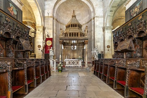 Interior of the Cathedral of St Laurence in Trogir, Croatia, Europe