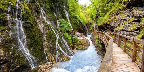 Wimbach Gorge in the Bavarian Alps Panorama in Ramsau near Berchtesgaden, Germany, Europe